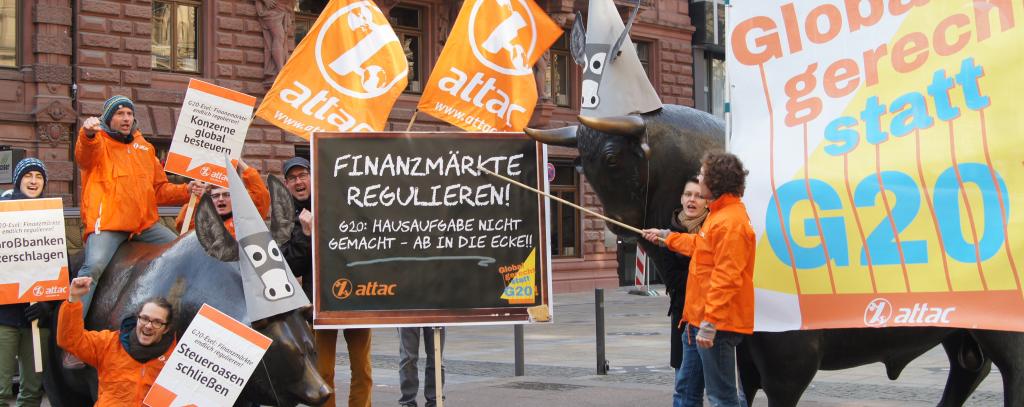 G20-Protest von Attac vor der Börse in Frankfurt (Foto: Attac)