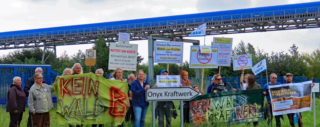 Protest gegen Holzverbrennung im Onyx-Kraftwerk in Wilhelmshaven (Foto: Karen Boldt)