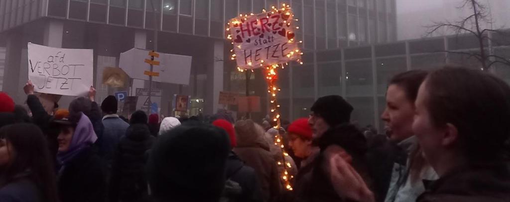 Gegen Rechts und für die Demokratie gingen bundesweit Hunderttausende auf die Straße, hier in der Hamburger Innenstadt am 1. Februar 2025 (Foto: ROBIN WOOD / Ute Bertrand)