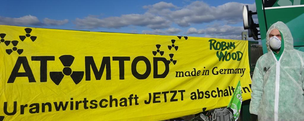 Protest gegen Atomtransporte durch Hamburg, HH, 2/2018 (Foto: ROBIN WOOD, U. Bertrand)