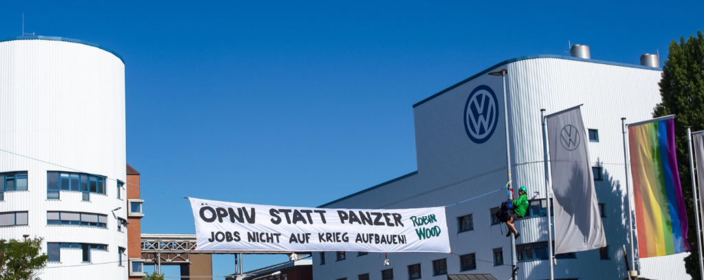 Aktionsfoto vom 19.5.2025 am VW-Werk in Osnabrück