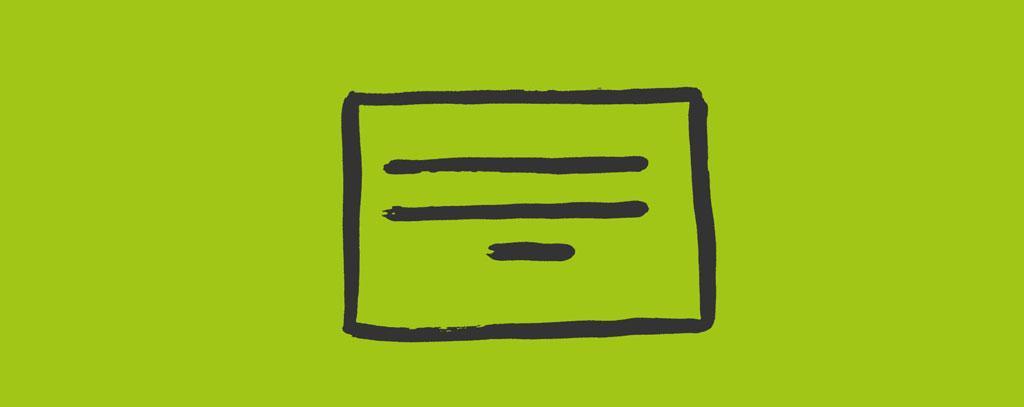 Schwarzes Text-Icon auf grünem Hintergrund