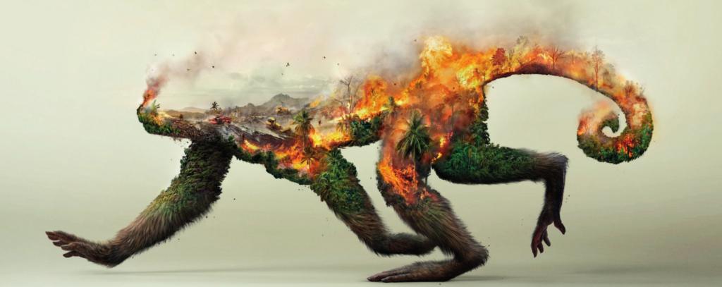 Motiv Brennender Affe