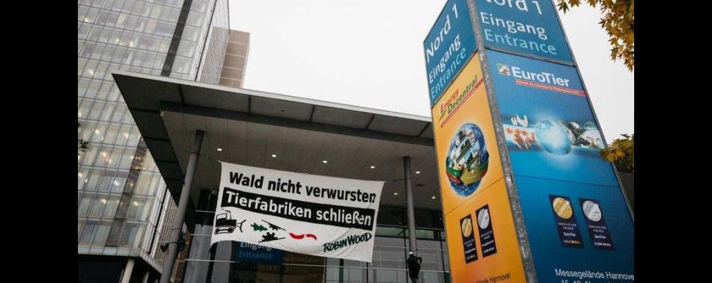 ROBIN WOOD Kletteraktion zur Eröffnung der Eurotier 2016 in Hannover