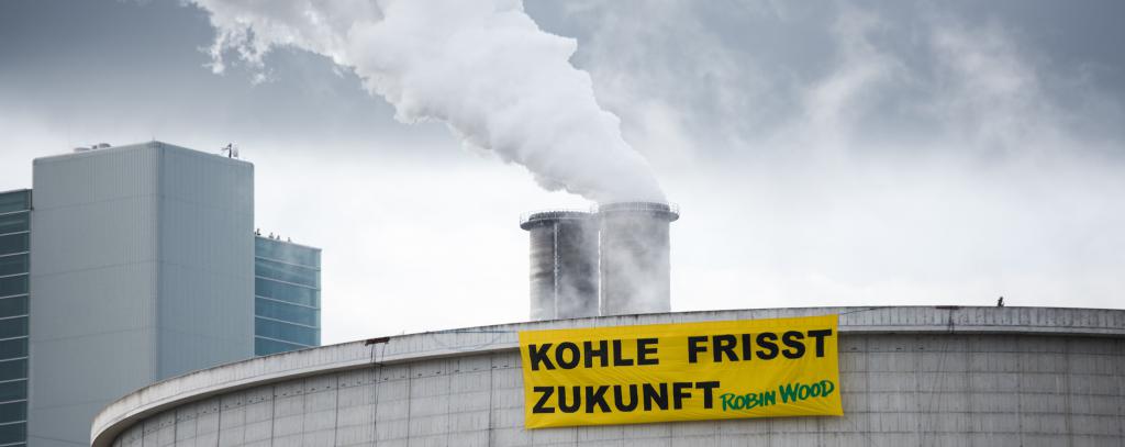 Anti-Kohle Aktion am Steinkohlekraftwerk Moorburg