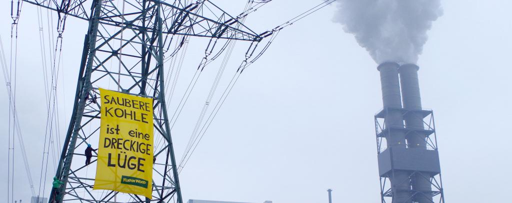 ROBIN WOOD Kletter Aktion - Sauber Kohle ist eine dreckige Lüge