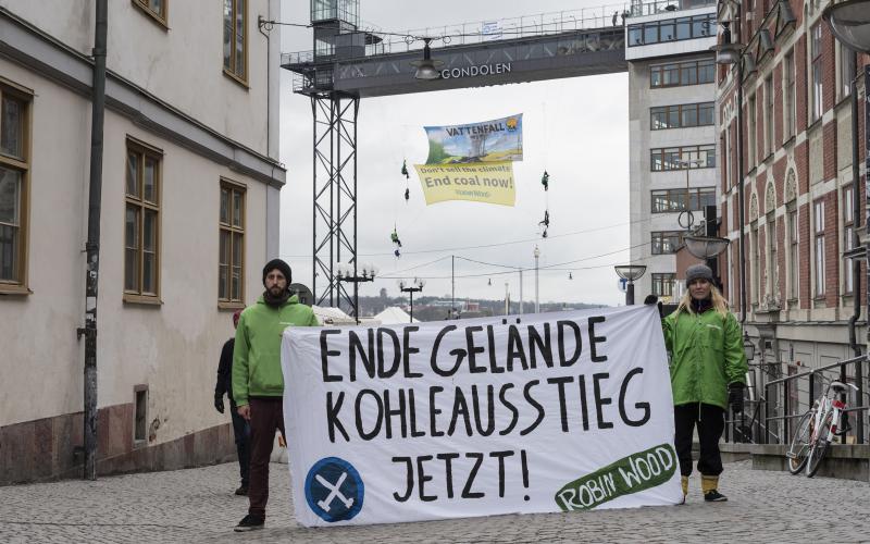  Protest von ROBIN WOOD-Aktiven in Stockholm gegen Vattenfalls Energiepolitik 2016