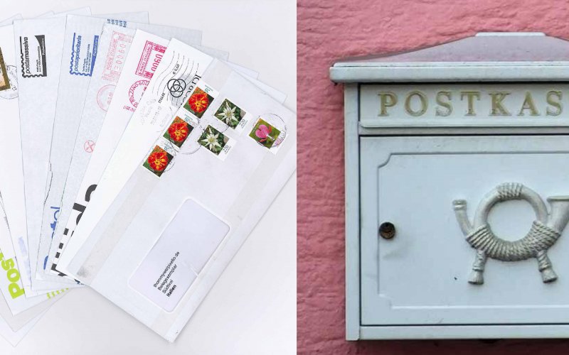 Briefumschläge und Briefkasten