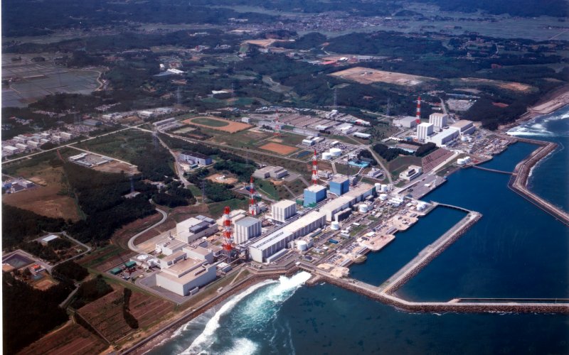 Luftaufnahme des havarierten Atomkraftwerks Fukushima Daiichi