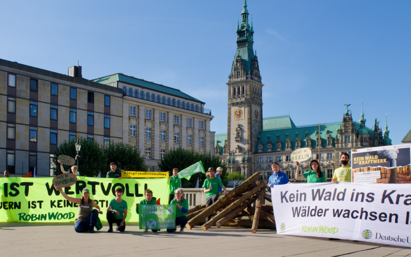 Aktionsfoto Petitionsübergabe Kein Holz ins Kraftwerk