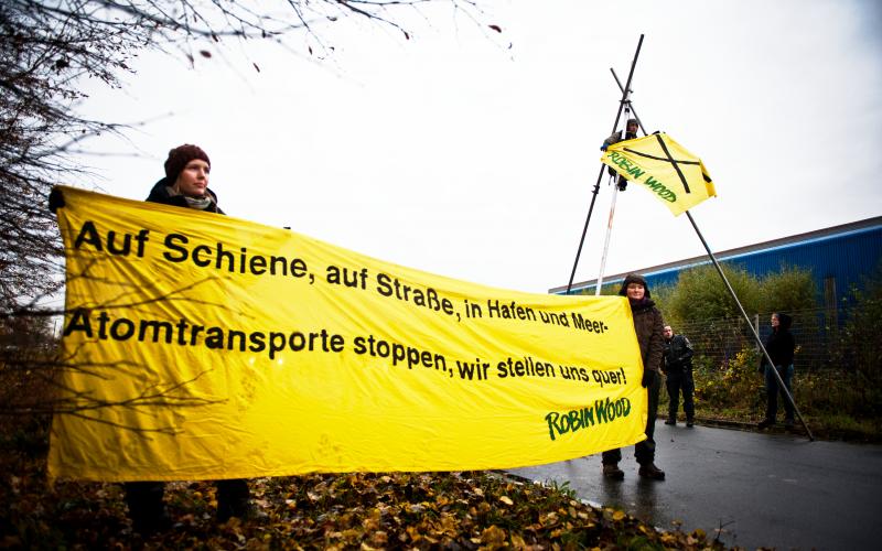 Protest gegen Plutonium-Transport in Nordenham an der Unterweser