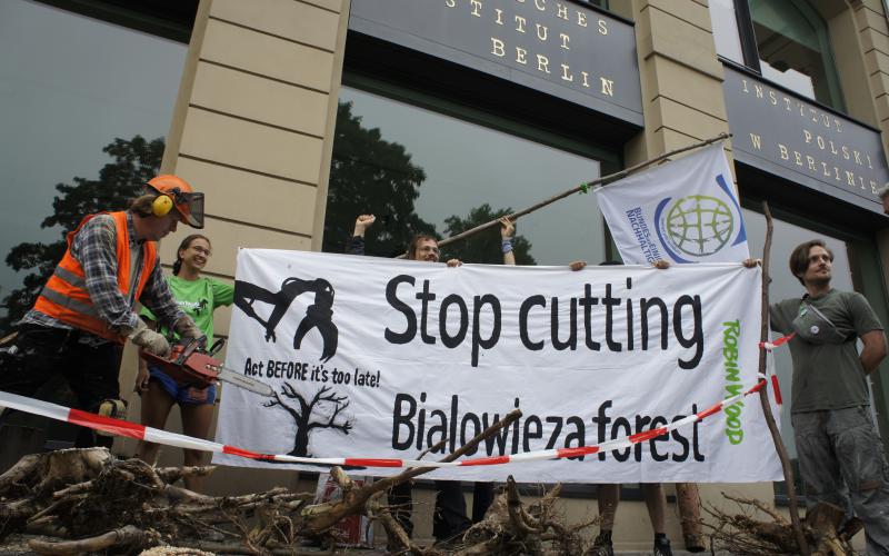 Bialowieza Protest Aktion in Berlin